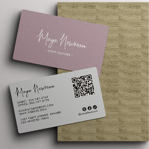 MAUVE PINK Modern Elegant Minimal QR Code Creatief Visitekaartje