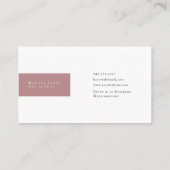 Mauve Pink Monogram Initiaal Elegant Minimalist Visitekaartje (Achterkant)