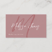 Mauve Pink Monogram Initiaal Elegant Minimalist Visitekaartje (Voorkant)