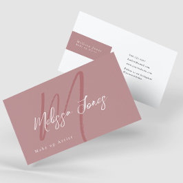 Mauve Pink Monogram Initiaal Elegant Minimalist Visitekaartje