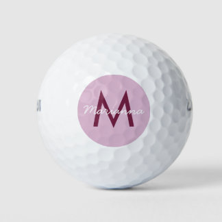 Mauve Pink Name and Modern Monogram Golfballen