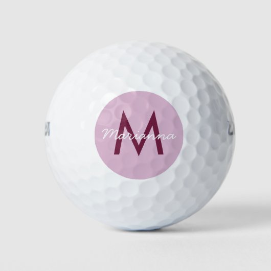 Mauve Pink Name and Modern Monogram Golfballen (Voorkant)