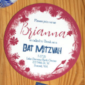 Mauve Pink, Navy Blue Bat Mitswa Uitnodiging