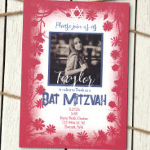  Mauve Pink Navy Blue Bat Mitzvah Foto