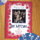  Mauve Pink Navy Blue Bat Mitzvah Foto Kaart