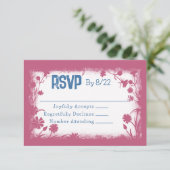  Mauve Pink Navy Blue RSVP-kaart Advieskaart (Staand voorkant)