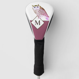 Mauve Pink Owl Monogram Name Golf Head Hoesje Golfheadcover