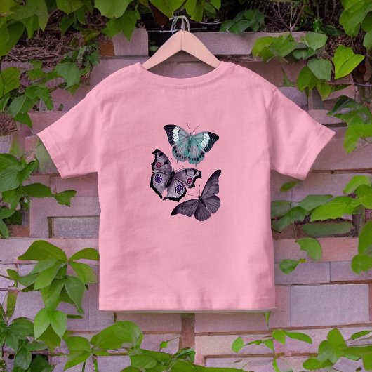 Mauve Pink Paars en Turquoise Butterflies Kinder Shirts