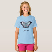 Mauve Pink Paars en Turquoise Butterflies T-shirt (Voorkant volledig)