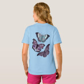 Mauve Pink Paars en Turquoise Butterflies T-shirt (Achterkant volledig)