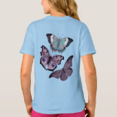Mauve Pink Paars en Turquoise Butterflies T-shirt (Achterkant)