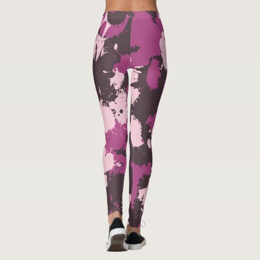 Mauve Pink Paint Splatter Camo Leggings (Achterkant)