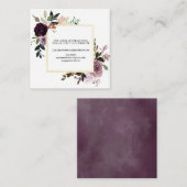 Mauve Pink Rose Bloemen en Paarse Bruiloft Website Informatiekaartje (Voorkant / Achterkant)