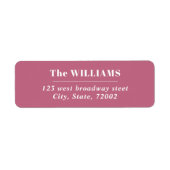 MAUVE PINK ROSE Bold Modern Elegante familienaam Etiket (Voorkant)