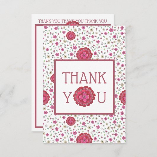Mauve Pink Spring Floral Hartelijk dank Bedankkaart (Voorkant / Achterkant)
