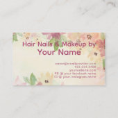 Mauve Pink Taupe Floral Green Foliage Waterverf Visitekaartje (Achterkant)