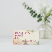 Mauve Pink Taupe Floral Green Foliage Waterverf Visitekaartje (Staand voorkant)