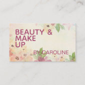 Mauve Pink Taupe Floral Green Foliage Waterverf Visitekaartje (Voorkant)