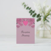 Mauve Pink Velvet Embossed Heart Trees Wedding Informatiekaartje (Staand voorkant)