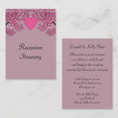Mauve Pink Velvet Embossed Heart Trees Wedding Informatiekaartje (Voorkant / Achterkant)