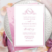 Mauve Pink Waterverf Elegant Monogram Weddenschap Kaart