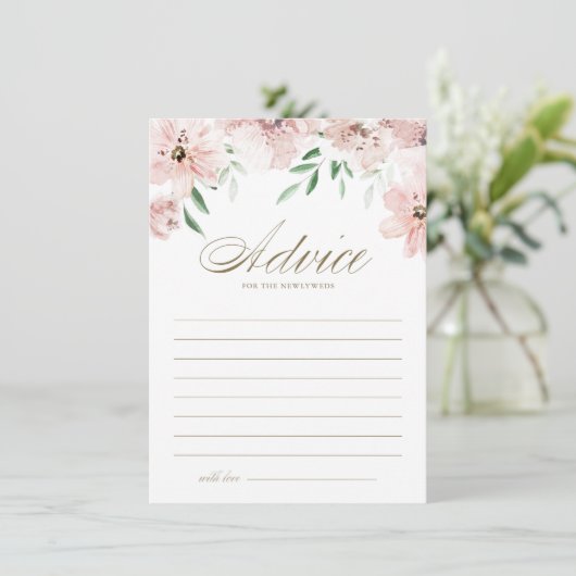  Mauve Pink Waterverf Flowers Weddenschap Advieskaart (Staand voorkant)