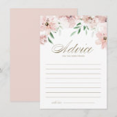 Mauve Pink Waterverf Flowers Weddenschap Advieskaart (Voorkant / Achterkant)