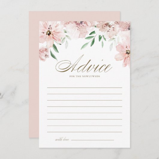 Mauve Pink Waterverf Flowers Weddenschap Advieskaart (Voorkant / Achterkant)