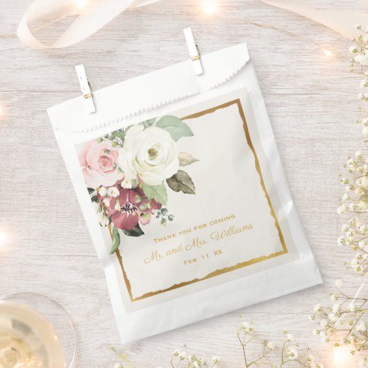 Mauve Pink White Florals Hartelijk dank, mijnheer  Bedankzakje (Geknipt)