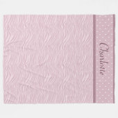 Mauve Pink Zebra Print & Polka Dots Fleece Blanket Deken (Voorkant (Horizontaal))