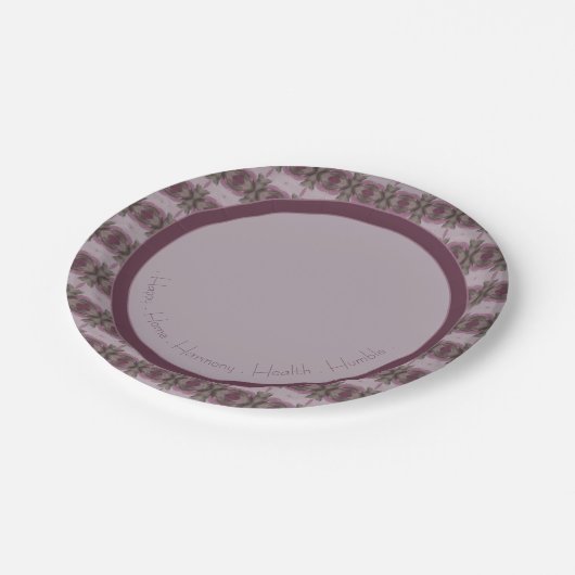 Mauve Plum en Groen Papieren Bordje (Gekanteld)