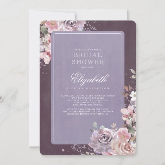 Mauve Plum Lila  Bloemen Vrijgezellenfeest Kaart (Voorkant)