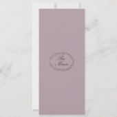 Mauve Plum Monogram Wedding Long Menu Kaart (Achterkant)