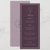 Mauve Plum Monogram Wedding Long Menu Kaart (Voorkant / Achterkant)