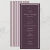 Mauve Plum Monogram Wedding Weekend Itinerary Kaart (Voorkant / Achterkant)