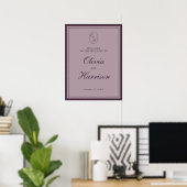 Mauve Plum Monogram Wedding Welcome Sign Poster (Thuiskantoor)