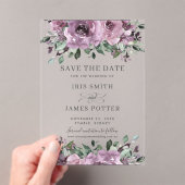 Mauve Plum Paarse Floral Wedding Save the Date Acryl Uitnodigingen (Insitu (Draagbaar))