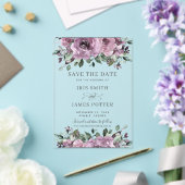 Mauve Plum Paarse Floral Wedding Save the Date Acryl Uitnodigingen (Insitu (Huwelijk))