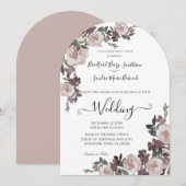 Mauve Plum Waterverf Floral Wedding Kaart (Voorkant / Achterkant)