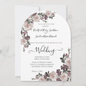Mauve Plum Waterverf Floral Wedding Kaart (Voorkant)