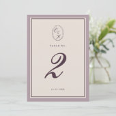 Mauve Plum Wedding Table Number Kaart (Staand voorkant)