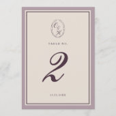 Mauve Plum Wedding Table Number Kaart (Voorkant)