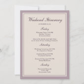 Mauve Plum Wedding Weekend Itinerary Card Kaart (Voorkant)