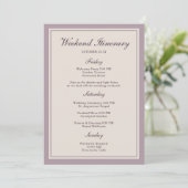 Mauve Plum Wedding Weekend Itinerary Card Kaart (Staand voorkant)