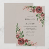 Mauve Poetic Romantic Wedding Kaart (Voorkant / Achterkant)