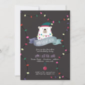 Mauve Polar Beer Kerstuitnodiging ELK EVENEMENT Kaart (Voorkant)