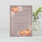 Mauve Pompoen Herfst Eucalyptus Bruiloft Kaart (Staand voorkant)