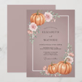Mauve Pompoen Herfst Eucalyptus Bruiloft Kaart (Voorkant / Achterkant)