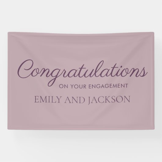 Mauve Pr Plum Paarse Elegante Script Verlovingsfee Spandoek (Horizontaal)