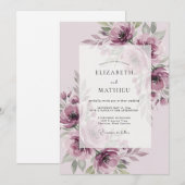 Mauve Prachtige Botanische Bruiloft Kaart (Voorkant / Achterkant)